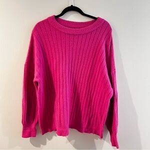 Aerie Buttercream Crew Neck  Pink Ribbed Sweater, super soft, size Small